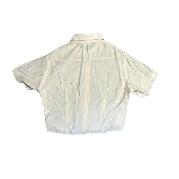 Moussy Cream Short Sleeve Button-Up Blouse S/M - Picture 5 of 6